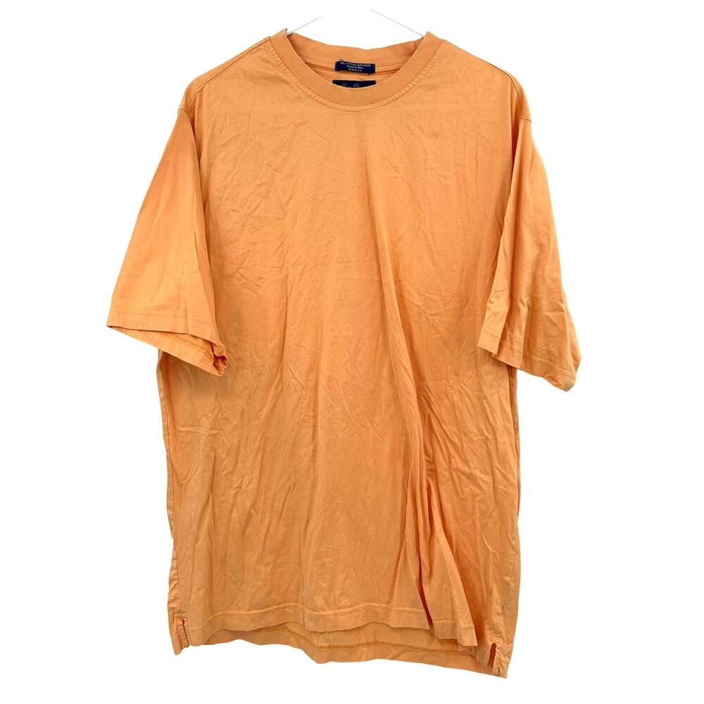 Alan Flusser Size Large Orange Short Sleeve T-Shirt Tee Shirt Top 100% Cotton